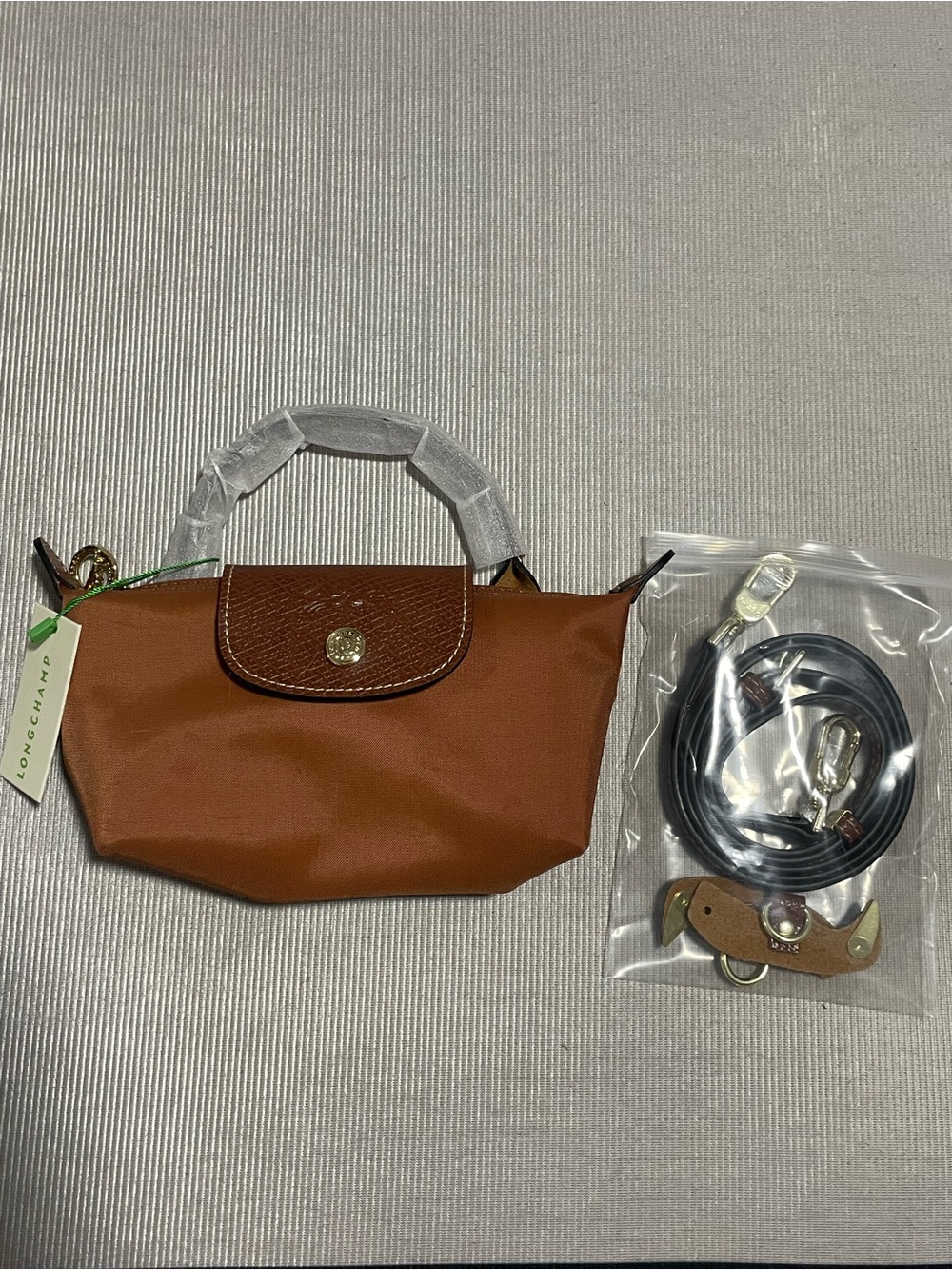 Longchamp Small Mini Le Pliage Top-Handle Bag in Brown - Picture 3 of 5